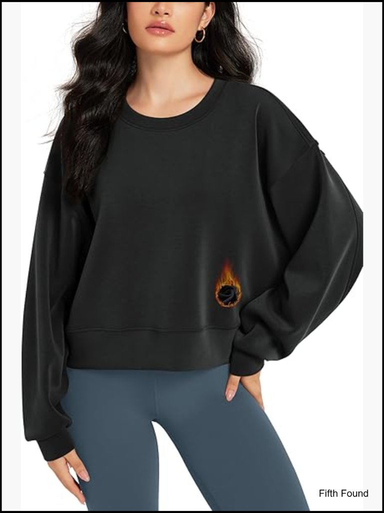 Oversized Cropped Sweatshirt Modal Soft Fleece Lined Pullover